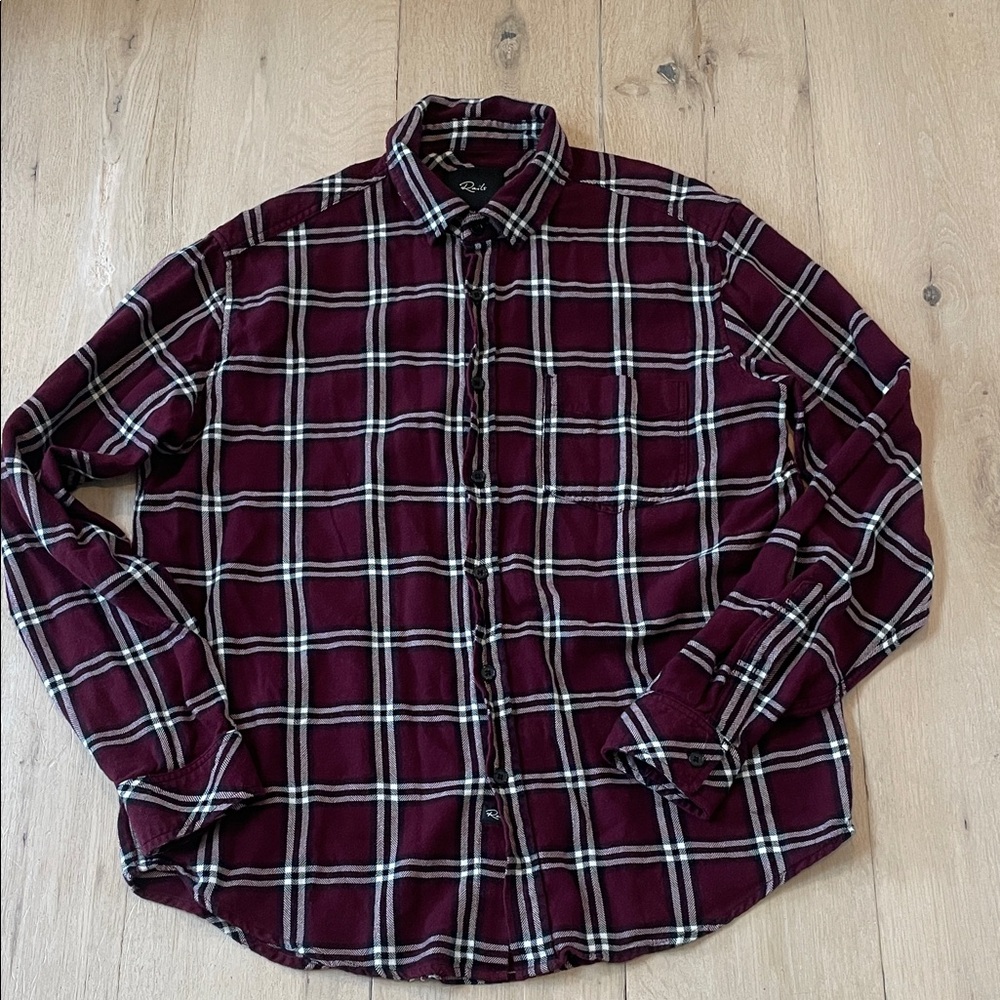 Rails Lennox Plaid Button Down Shirt Burgundy Men’s Medium